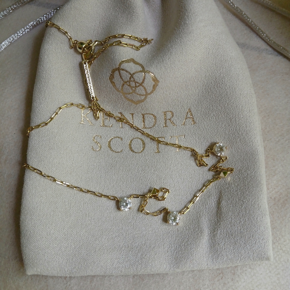 Kendra Scott Gold Necklace with White Crystal Accents! Comes with Box & Dust Bag - Picture 4 of 6